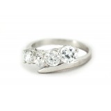 Finger Ring - 925 Sterling Silver - Fleur de Lis Charm with Austrian Crystals - RN-PRG9077